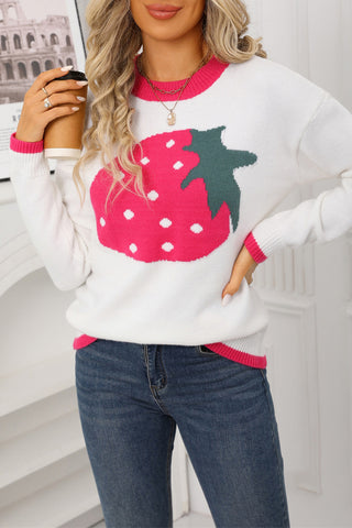Strawberry Pattern Knit Sweater
