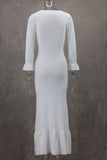 Button-Front Knit Casual Dress