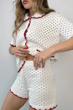 Lace-Trimmed Short Set with Pockets