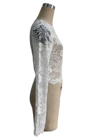 Floral Lace Long Sleeve Crop Top