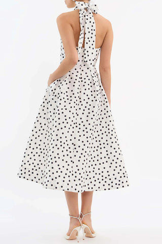 Polka Dot Halter Casual Dress