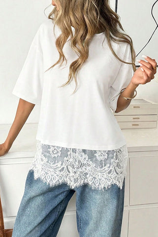 Elegant Lace Trim T-Shirt
