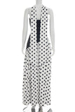 Polka-Dot Halter Maxi Dress