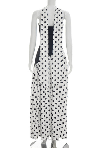 Polka-Dot Halter Maxi Dress