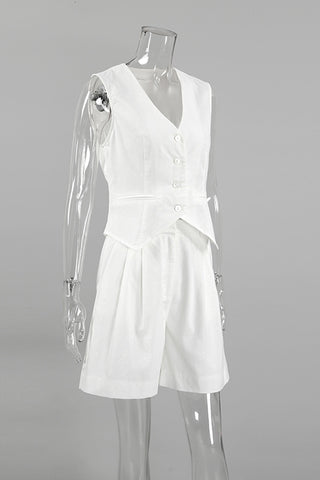 Sleeveless Button-Front Short Set