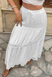 Tiered Lace-Trim Casual Skirt