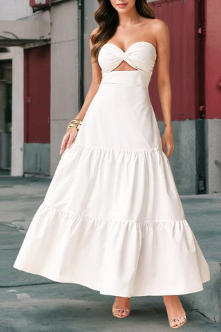 Halter Cutout Tiered Maxi Dress