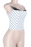 Polka Dot Lace-Trim Tank Top
