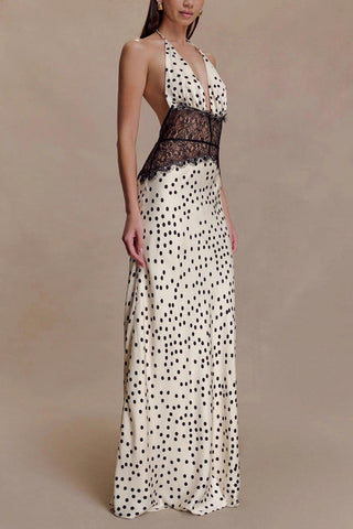 Halter Maxi Dress with Lace Waist