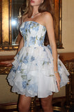 Strapless Floral Casual Dress