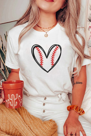 Baseball Heart Shape Graphic Tee