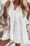 Button-Up Blouse with Eyelet Detailing
