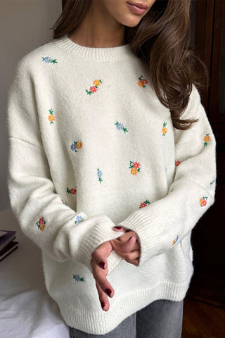 Floral Motif Sweater
