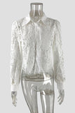 Elegant Lace Button-Up Blouse