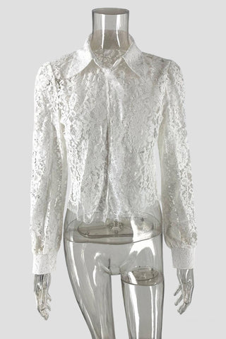 Elegant Lace Button-Up Blouse