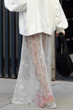 Elegant Sheer Lace Maxi Skirt