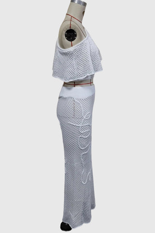 One-Shoulder Knit Vacation Skirt Set