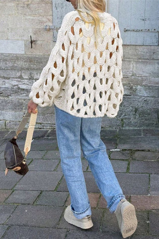 Open-Knit Pullover Sweater
