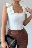 Floral Accent Ribbed Tank Top