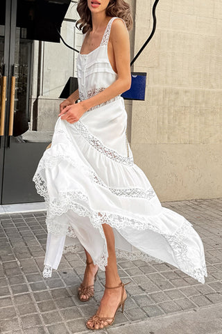 Lace-Trim Maxi Casual Dress