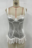 Elegant Lace Trim Corset Top