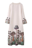 Nature Print Bell Sleeve Dress