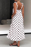 Polka Dot Tie-Shoulder Midi Dress