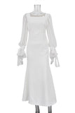 Elegant Dress with Tie Sleeve Detail