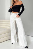 Wide-Leg Frayed Hem Jeans