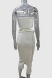 Strapless Midi Dress with Tie Detail