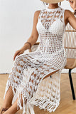 Fringe-Trim Crochet Cover-Up Dress