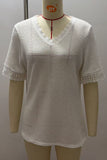 Lace-Trim V-Neck T-Shirt
