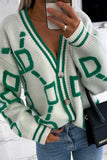 Geometric Patterned Button Cardigan