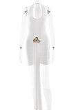 Plunge Neck Ruched Mini Dress