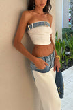 Denim Detail Tube Top Set