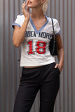 Graphic V-Neck Cropped T-Shirt