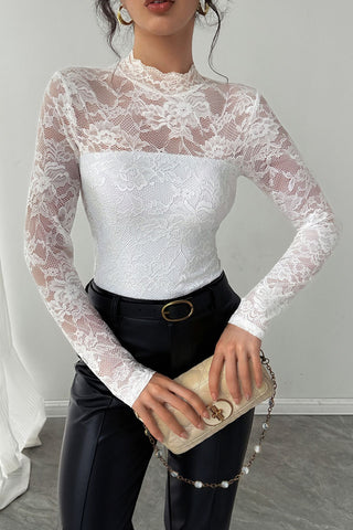 Elegant Lace Long-Sleeve Blouse