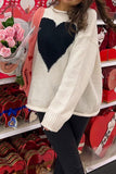 Heart-Patterned Relaxed Sweater