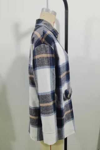 Plaid Button-Front Casual Jacket