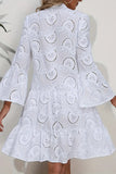 Eyelet Button-Front Casual Dress