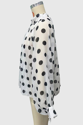 Polka Dot Blouse with Flowing Sleeves