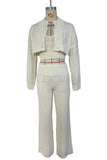 Button-Front Cable Knit Pants Set