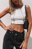 Contrast Stitching Sleeveless Top