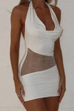 Halter Neck Mini Dress with Metallic Accents