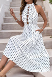 Polka Dot Halter Neck Casual Dress