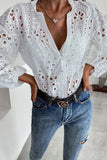 Eyelet Detail Peasant Blouse