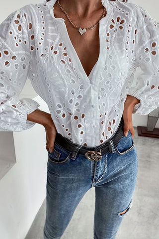 Eyelet Detail Peasant Blouse