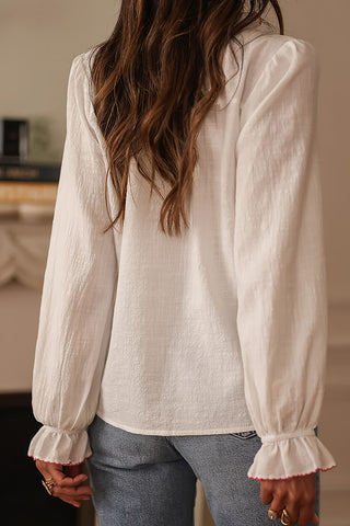 Patterned Button-Front Blouse
