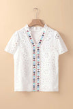 Geometric Pattern Hollow-Out Blouse