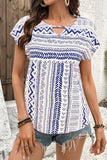 Geometric Print Keyhole T-Shirt